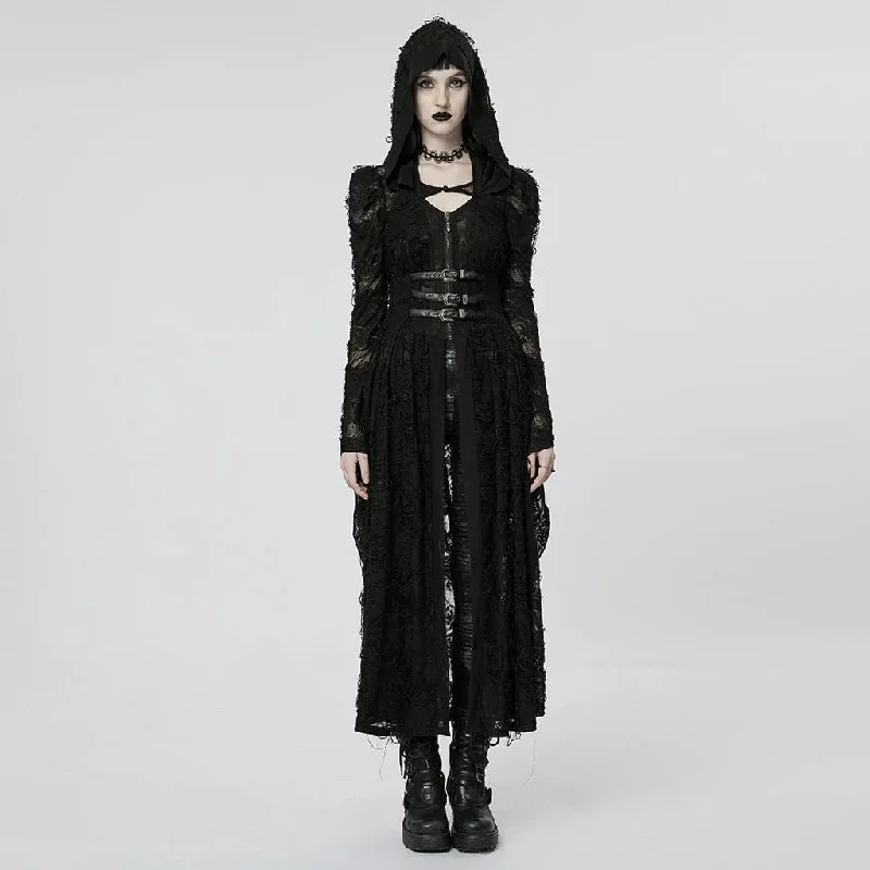 Women's Gothic Ripped Two-piece Coat with Hood