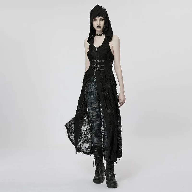 Women's Gothic Ripped Two-piece Coat with Hood