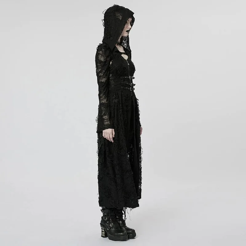 Women's Gothic Ripped Two-piece Coat with Hood