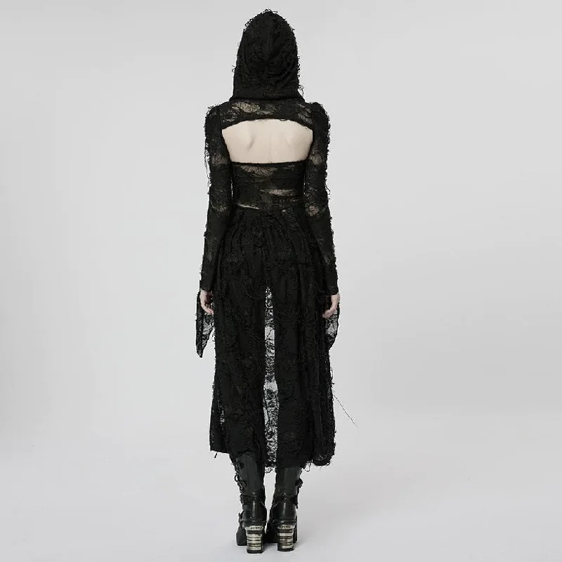 Women's Gothic Ripped Two-piece Coat with Hood