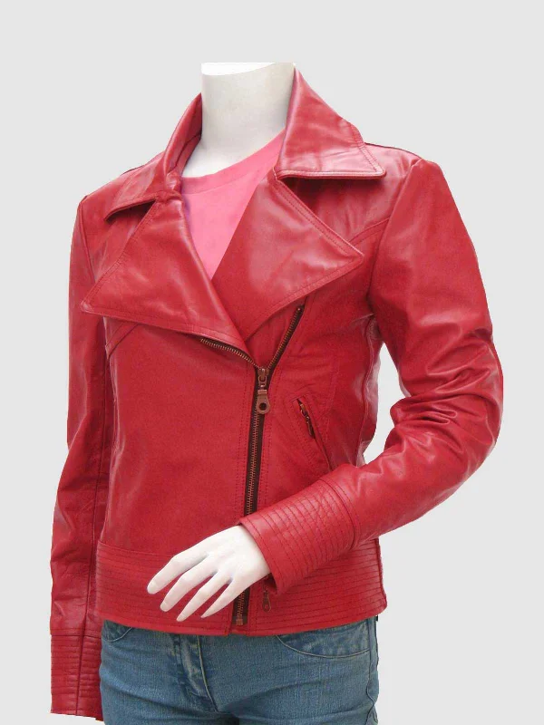 Red Leather Moto Jacket