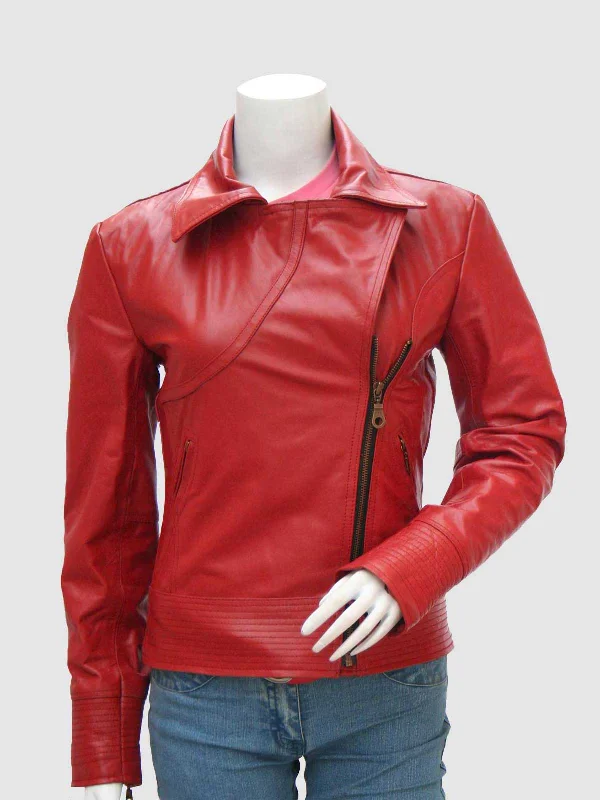 Red Leather Moto Jacket