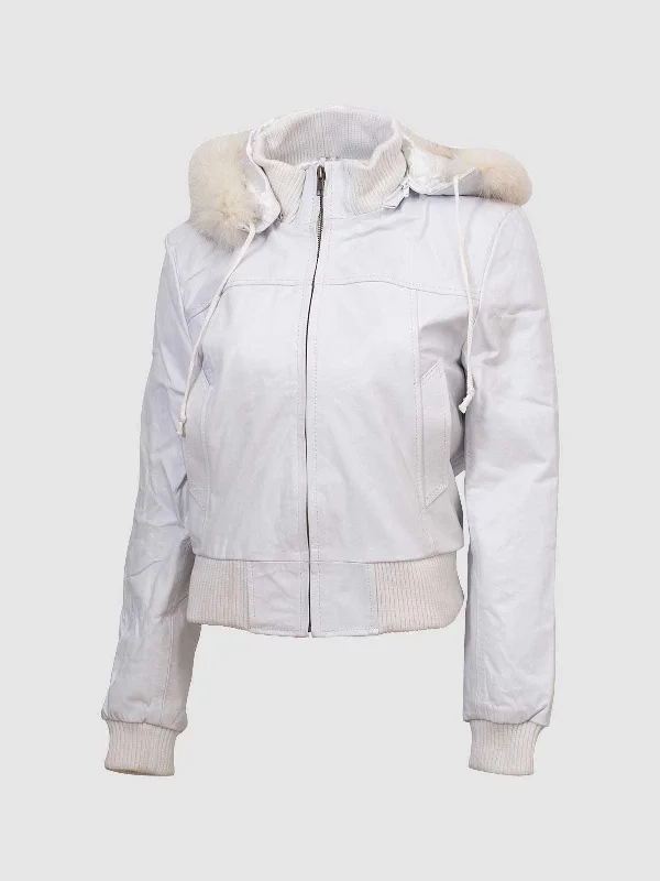 White Fur Leather Jacket