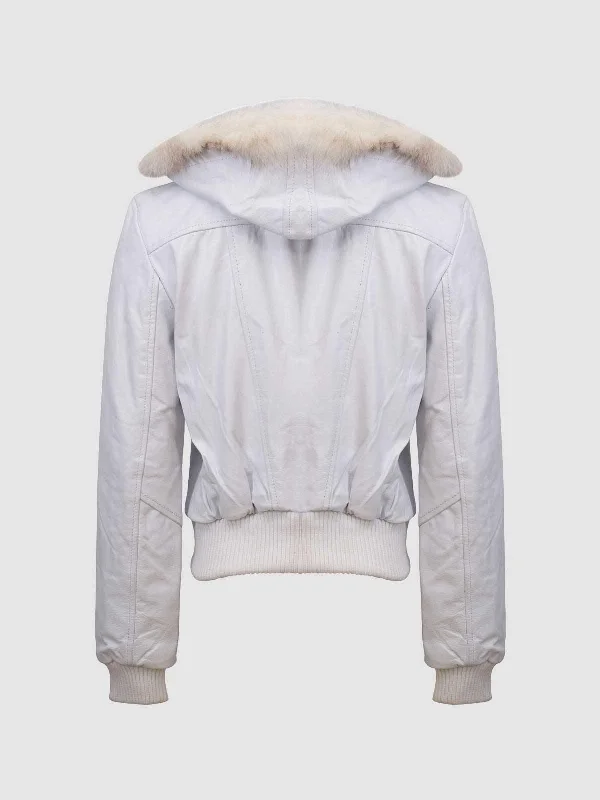 White Fur Leather Jacket