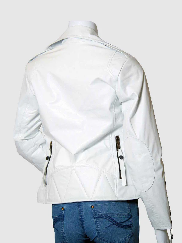 White Leather Moto Jacket