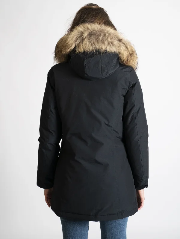 Giaccone Parka con Cappuccio in Raccoon Blu