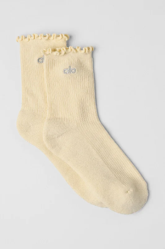 Women's Lettuce Edge Sock - Lemon Ice