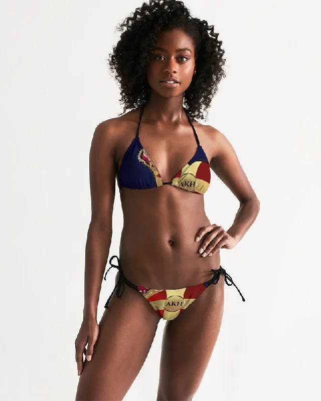 AKH Navy Blue Women's Triangle String Bikini