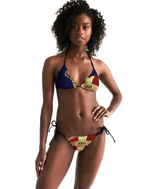 AKH Navy Blue Women's Triangle String Bikini