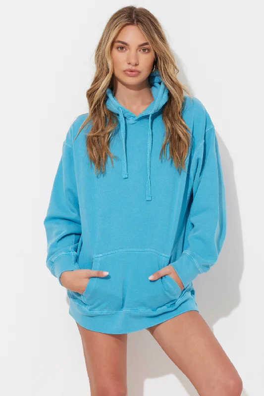 Bold Blue Garment Dye Hoodie