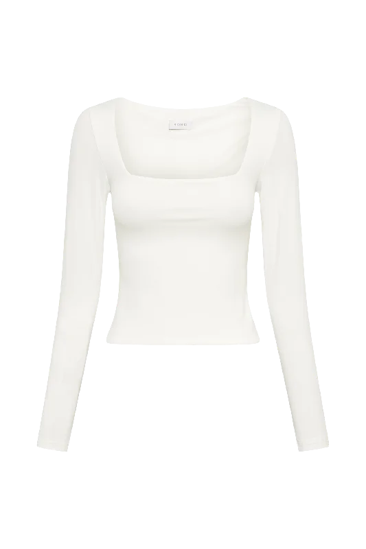 Bridget Recycled Nylon Long Sleeve Top - White