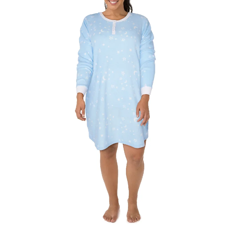 Carisma Women's Plus Long Sleeve Knee-Length Sleepshirt