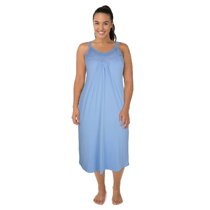 Carisma Women's Plus Ocean Breeze Peachy Solid Crochet Sleepshirt