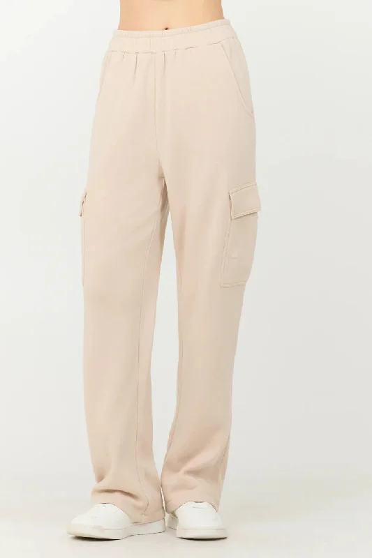 Cashmere Fleece Cargo Pants - Vanilla Cream