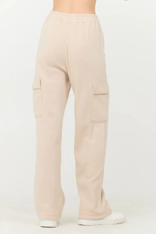 Cashmere Fleece Cargo Pants - Vanilla Cream