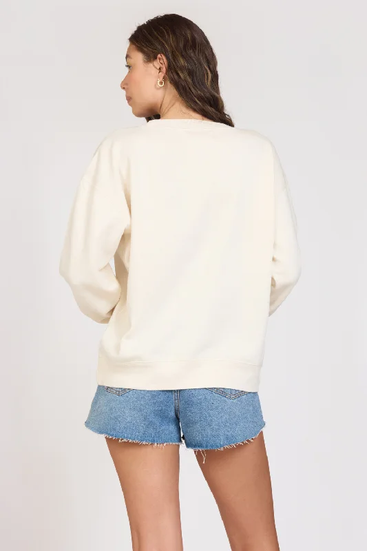 ""Sea La Vie"" Coconut White Burnout Fleece Crewneck