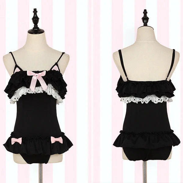 Cute ear ruffled one-piece swimsuit yv42035