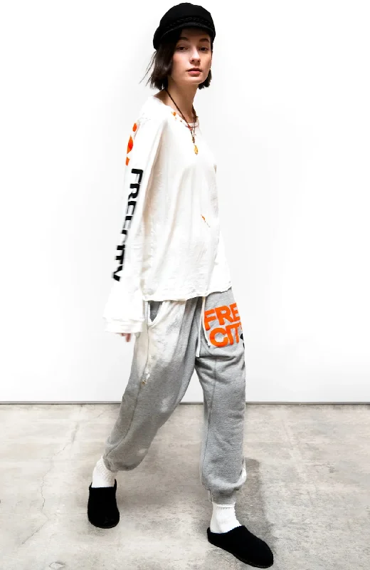 POCKET BLEACH/PAINT sweatpant - Heather Bleachout