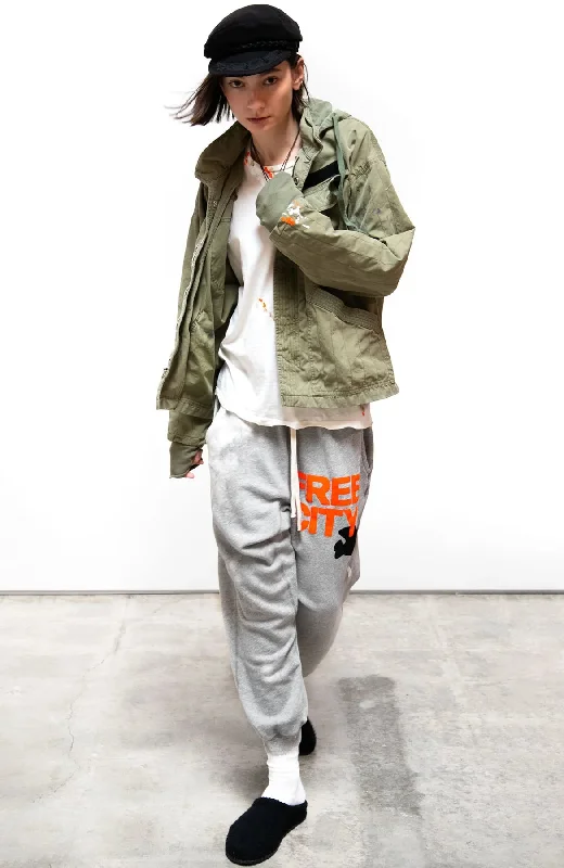 POCKET BLEACH/PAINT sweatpant - Heather Bleachout