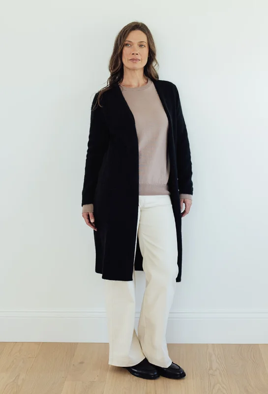 The Loft Merino Possum Silk Cardigan - Black