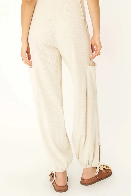 Reilley Rib Parachute Pant - Oatmilk