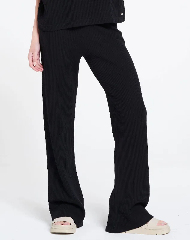 Relaxed fit structured flared pants - Black