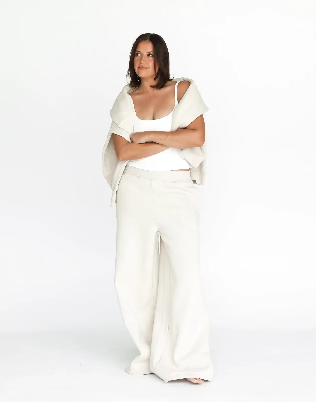 River Wide Leg Tracksuit Pants (Ecru)