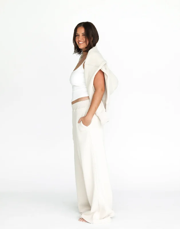 River Wide Leg Tracksuit Pants (Ecru)