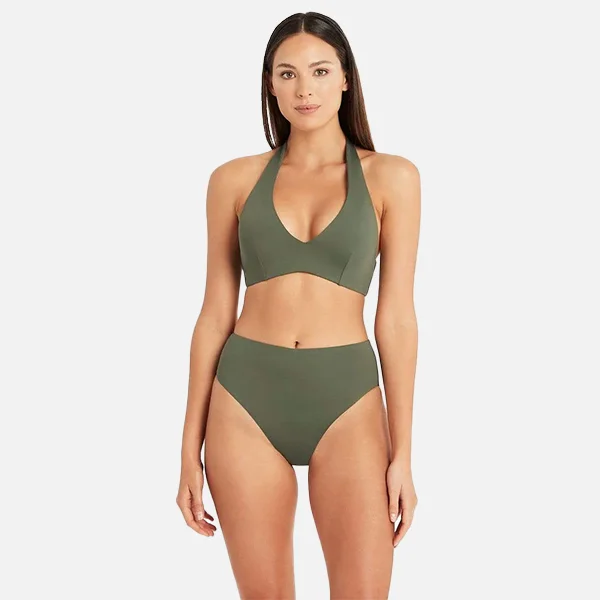 Sea Level Essentials Multifit Halter Bra - Khaki