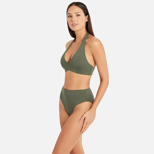 Sea Level Essentials Multifit Halter Bra - Khaki