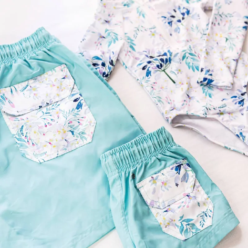 Matching Swimwear, Boys' Board Shorts, Floral Pocket