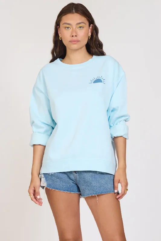 ""Beach Days"" Sky Blue Pigment Dye Crew Tunic