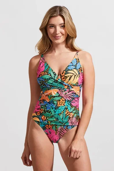 Tribal Wrap Front One-Piece Swimsuit