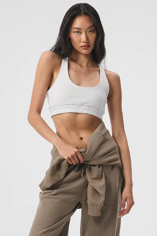 Scoop Neck Sweatshirt Bra - White