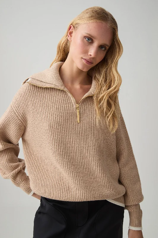 1/4 Zip Ribbed Knit Jumper 431