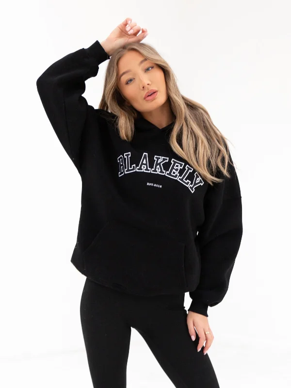 Varsity Oversized Hoodie - Black