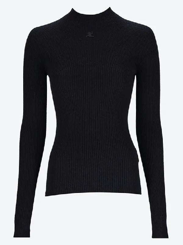 Solar light rib mockneck sweater