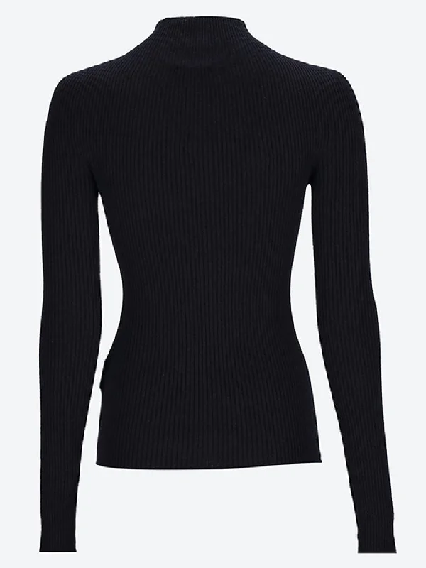 Solar light rib mockneck sweater