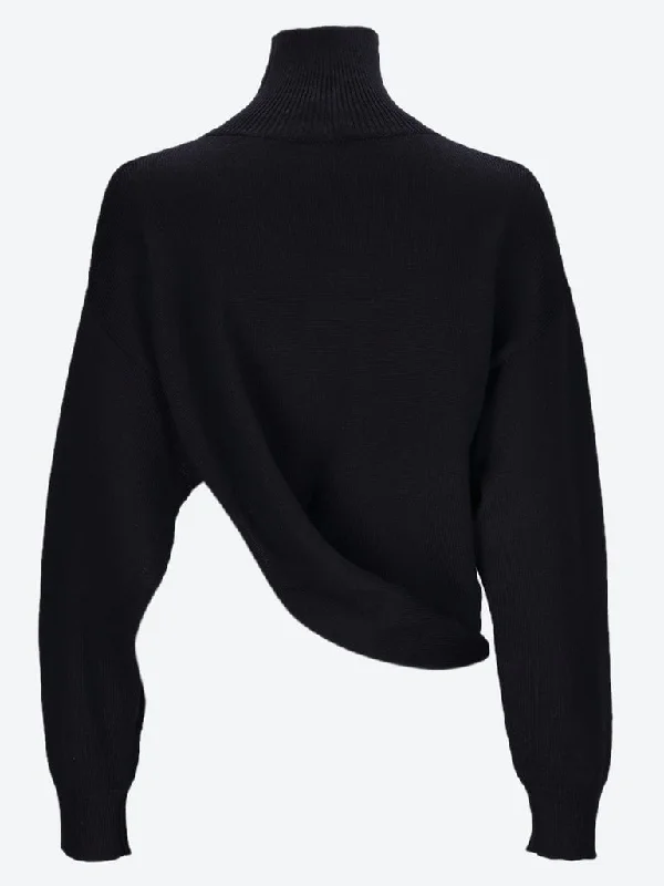 Draped wool turtleneck sweater