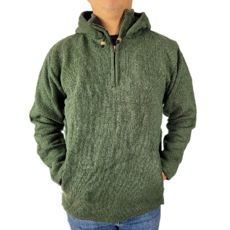 Hood Pull Over Long Back Dark Green