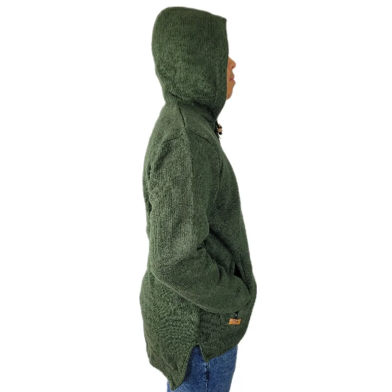 Hood Pull Over Long Back Dark Green