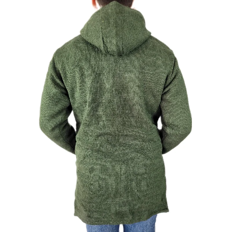 Hood Pull Over Long Back Dark Green