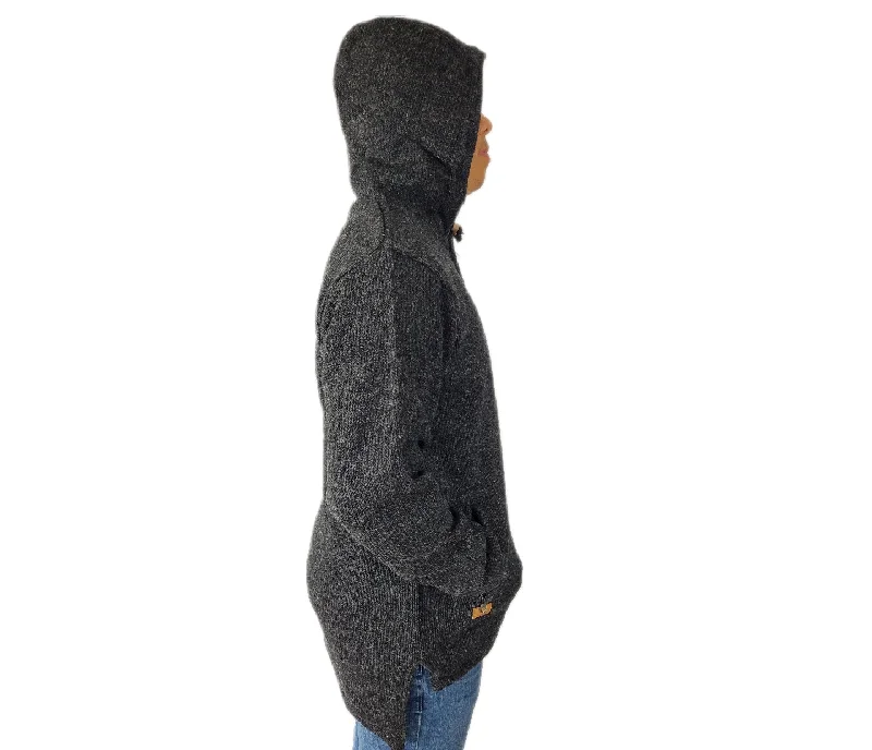 Hood Pull Over Long Back Dark Grey