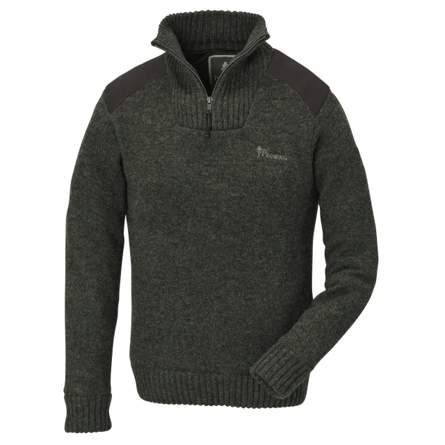 Pinewood Ladies Hurricane 1/4 Zip Jumper - Deep Green Melange