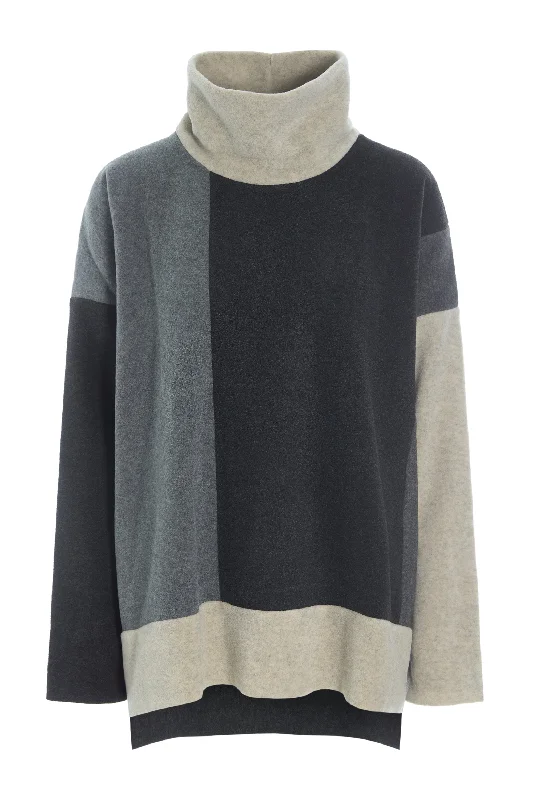 SWEATER NO WASTE - 1340 - GREY/SAND/SOFT BLACK