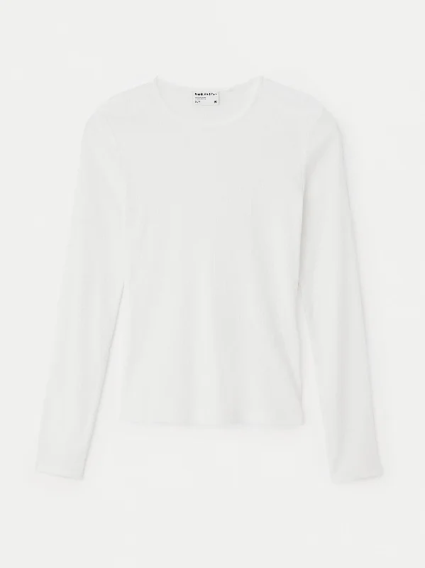 The Slim Ribbed Long Sleeve Top in White