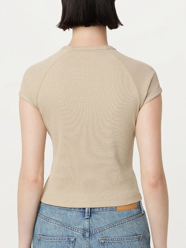 The Shrunken Cropped T-Shirt in Light Beige