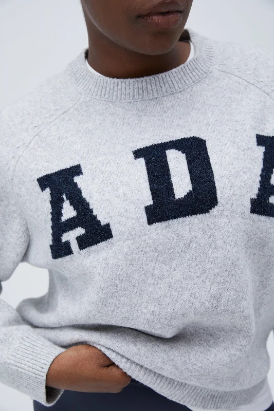 ADA Oversized Knit Sweatshirt - Light Grey Melange