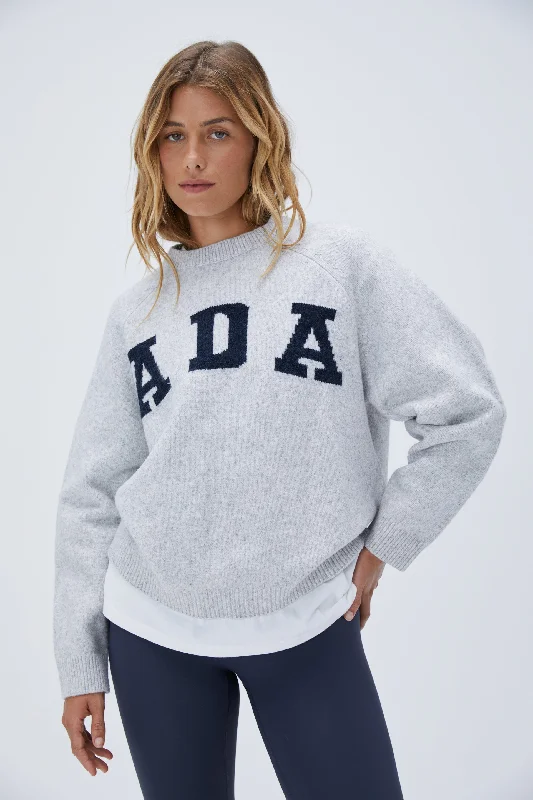 ADA Oversized Knit Sweatshirt - Light Grey Melange