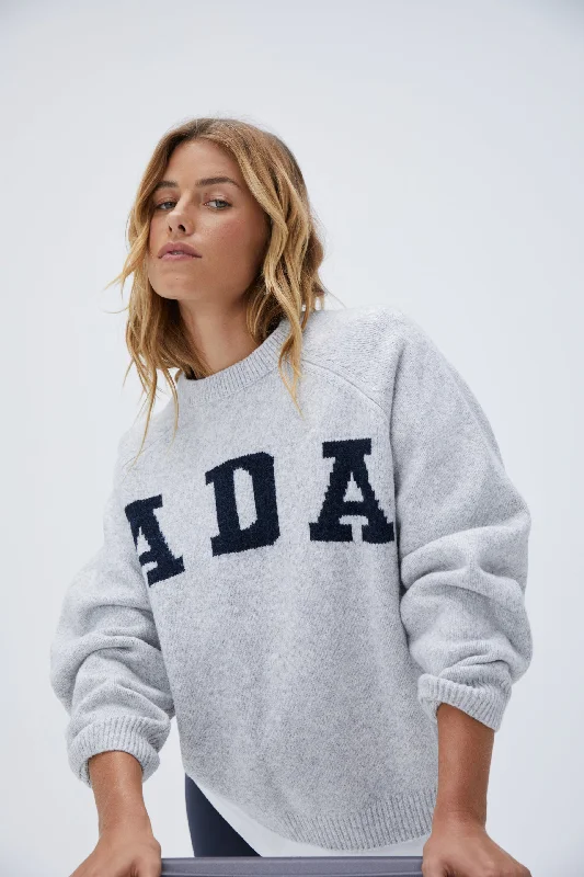 ADA Oversized Knit Sweatshirt - Light Grey Melange